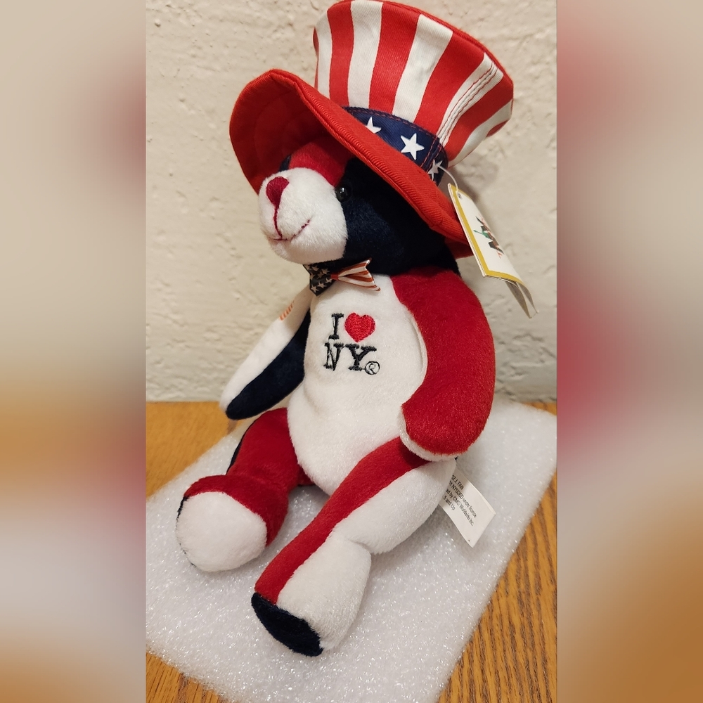 I LOVE NY TEDDY 2092 J FAN BEANIE FLAG BEAR USA